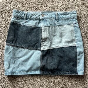 Wild Fable Patchwork Denim Skirt - Light and Dark Blue
